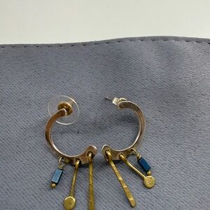 Gold and Blue Dangle Earrings